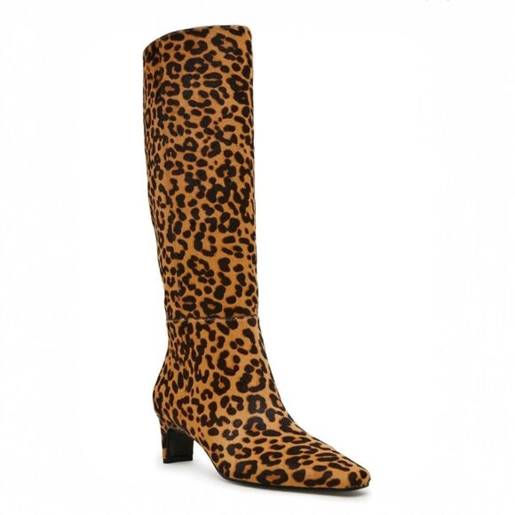 Steve Madden Leopard Animal Print Printed Cow Hair Kitten Heel Tall Boot 8.5 NEW - Picture 3 of 14